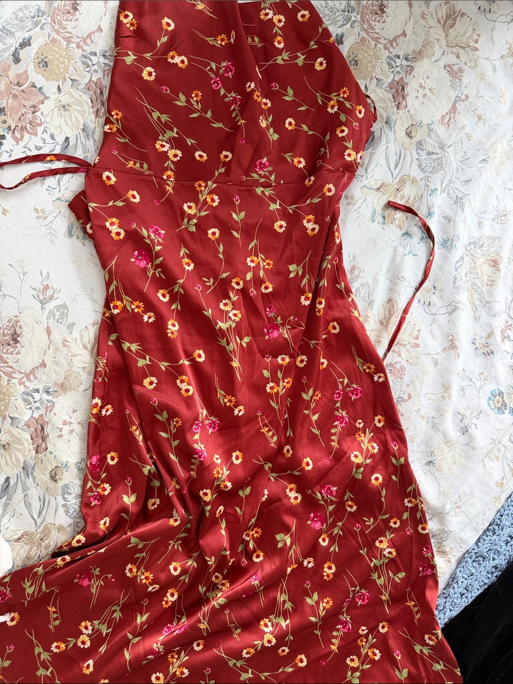 DANIELLE BERNSTEIN Red Floral Midi Dress